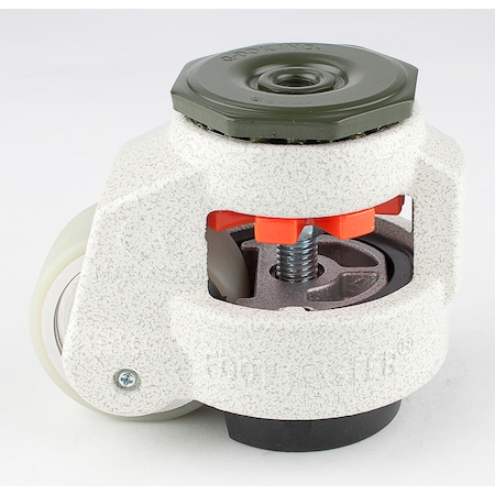 Leveling Caster, 63 mm Polyurethane Wheel, M12x1.75P Stem, Swivel, 550 kg Cap, NBR Foot Pad, Ivory MPN:GD-80-S-HUP