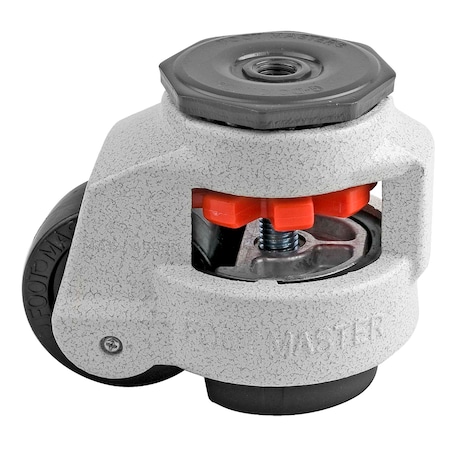 Leveling Caster, 63 mm Nylon Wheel, 1/2-13 Stem, Swivel, 550 kg Cap, NBR Foot Pad, Ivory MPN:GD-80-S-NYN-1/2