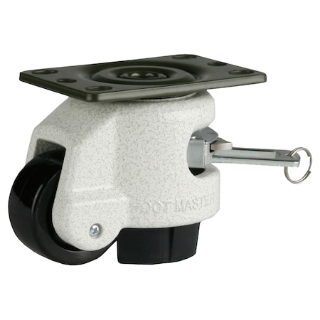 Leveling Caster, Ratchet, 50 mm Nylon Wheel, 2-1/2 x 3-1/4 Plate, Swivel, 250 kg Cap, NBR Pad, Ivory MPN:GDR-60-F-NYN-PUS