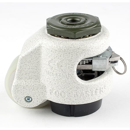 Leveling Caster, Ratchet, 50 mm PU Wheel, 1/2-13 Stem, Swivel, 250 kg Cap, NBR Foot Pad, Ivory MPN:GDR-60-S-HUP-1/2