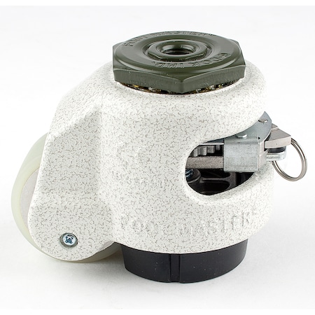 Leveling Caster, Ratchet, 50 mm PU Wheel, M12x1.75P Stem, Swivel, 250 kg Cap, NBR Foot Pad, Ivory MPN:GDR-60-S-HUP