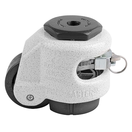 Leveling Caster, Ratchet, 50 mm Nylon Wheel, 1/2-13 Stem, Swivel, 250 kg Cap, NBR Foot Pad, Ivory MPN:GDR-60-S-NYN-1/2