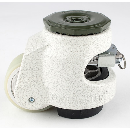 Leveling Caster, Ratchet, 63 mm PU Wheel, M12x1.75P Stem, Swivel, 500 kg Cap, NBR Foot Pad, Ivory MPN:GDR-80-S-HUP