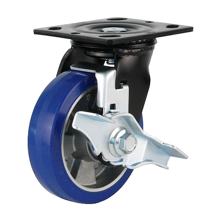 Plate Caster, Swivel, Polyurethane, 160mm H MPN:PME-125-BSF-MUD