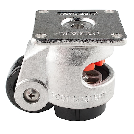 Leveling Caster, 50 mm Nylon Wheel, 73x73 mm Plate, Swivel, 280 kg Cap, NBR Pad, Stainless Steel MPN:SGDN-60-F-NYN