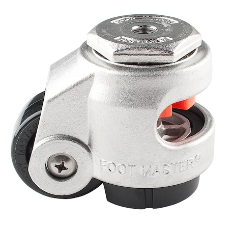 Leveling Caster, 50 mm Nylon Wheel, M12x1.75P Stem, Swivel, 280kg Cap, NBR Foot Pad, Stainless Steel MPN:SGDN-60-S-NYN