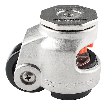 Leveling Caster, 63 mm Nylon Wheel, M12x1.75P Stem, Swivel, 550kg Cap, NBR Foot Pad, Stainless Steel MPN:SGDN-80-S-NYN