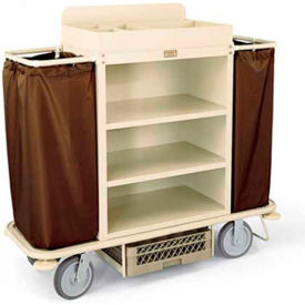Forbes Steel Housekeeping Cart w/Under Deck Shelf & Organizer Beige - 2148-BE 2148-BE