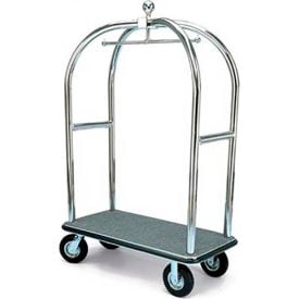 Forbes Birdcage Bellman Cart 2528-GY-BK Stainless Steel Gray Carpet Black Bumper 8