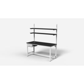 Formaspace BenchMarx™ Lab Workbench with Drawer & 2 Shelves Phenolic Top 72