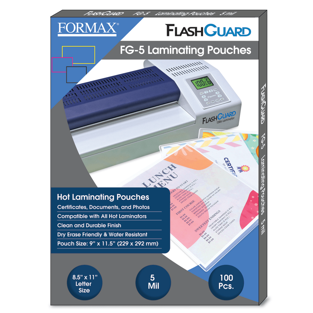 Formax FlashGuard Thermal Laminating Pouches, FG-5, 9in x 11-1/2in, 5 Mil, Pack Of 100 Pouches MPN:FG-5