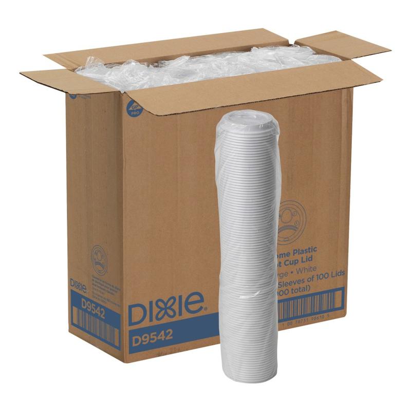 Dixie by GP PRO Large Dome Plastic Hot Cup Lids For 12-/16-Oz Paper Cups, White, Case Of 1, 000 MPN:DXED9538