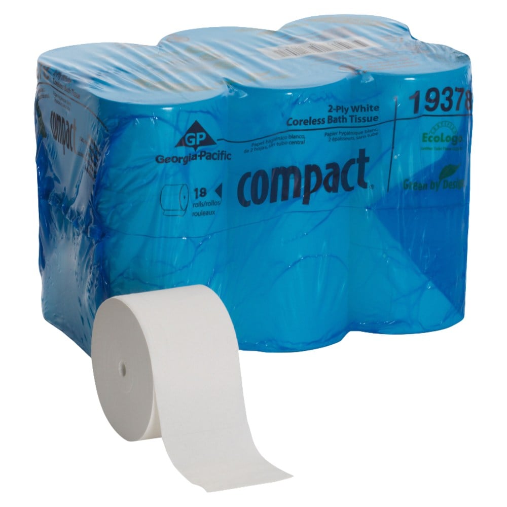 Georgia-Pacific Coreless 2-Ply Toilet Paper, 1500 Sheets Per Roll, 18 Rolls Per Pack MPN:19378
