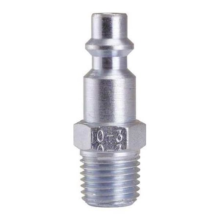 Industrial Plug Coupler, 1/4 in x 1/4 in MPT, 3 Series, Brass/Steel MPN:10-3