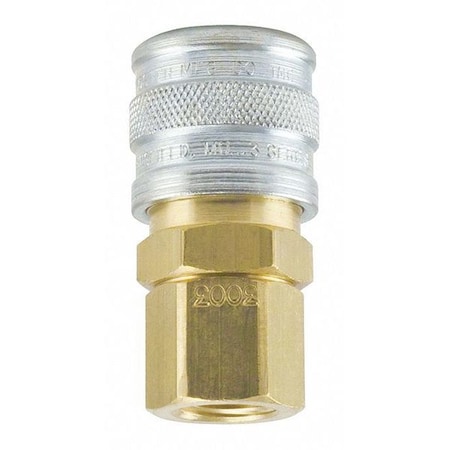 Manual Industrial Socket, 1-Way, 1/4 in x 1/4 in FPT, 3 Series, Brass/Steel MPN:3003