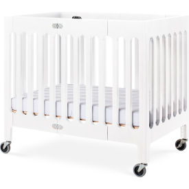 Foundations® Compact Boutique Folding Crib with Oversized Casters Foam Mattress - White 2131127