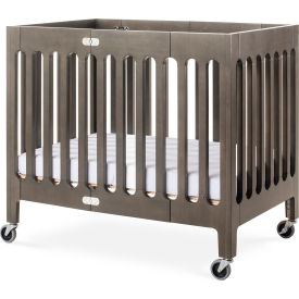 Foundations® Compact Boutique Folding Crib with Oversized Casters Foam Mattress - Dapper Gray 2131487