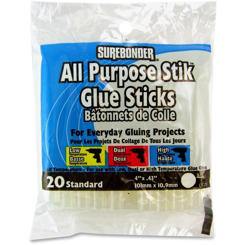 SureBonder 4in All Purpose Glue Sticks - 20 / Pack - Clear (Min Order Qty 15) MPN:DT-20