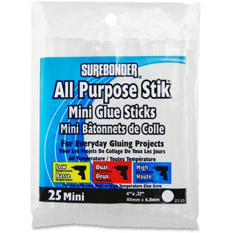 SureBonder All Purpose Mini Glue Sticks - 25 / Pack - Clear (Min Order Qty 13) MPN:DT25