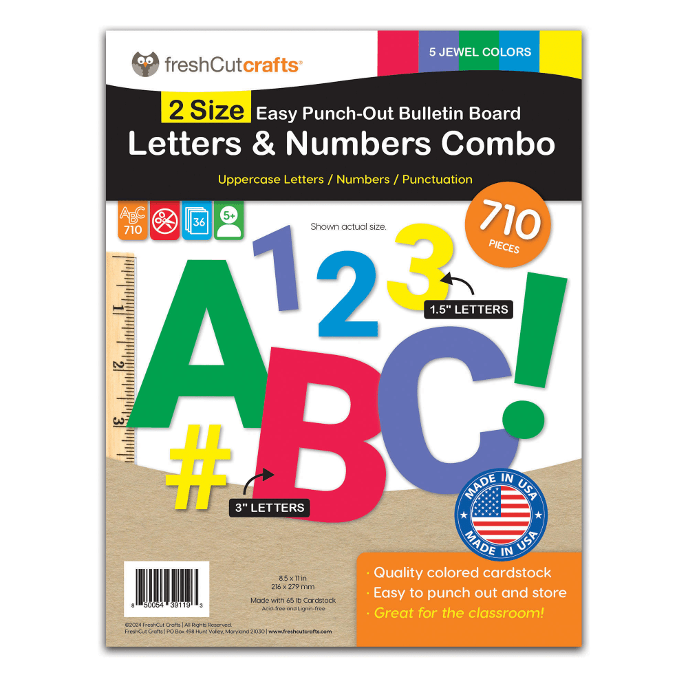 FreshCut Crafts Bulletin Board Letters & Numbers, 1.5in & 3in, Jewel Colors, 710 Pieces MPN:FCC850054391193