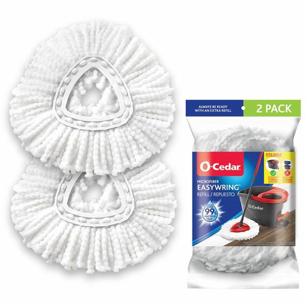 O-Cedar EasyWring Spin Mop Refill - MicroFiber - White - 2 / Pack MPN:172385