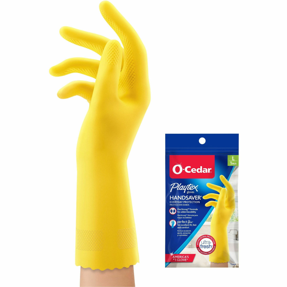 O-Cedar Playtex Handsaver Gloves - Hot Water, Chemical Protection - Large Size - Latex, Nitrile, Neoprene - 163673 MPN:163673