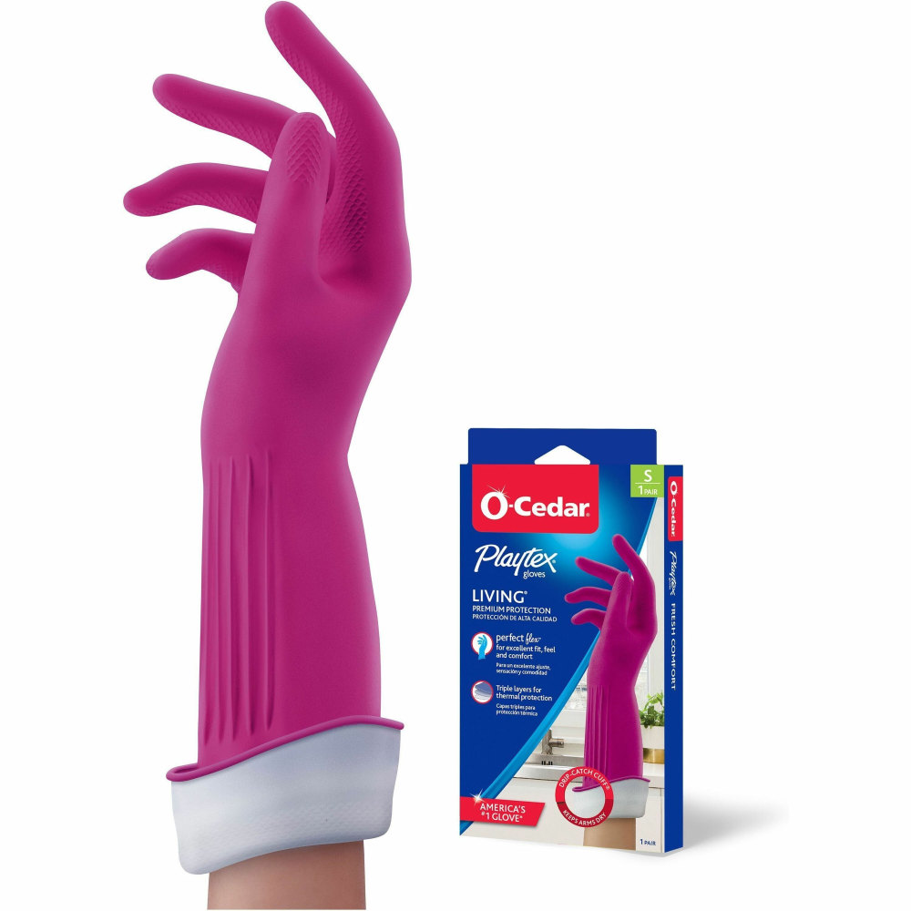 O-Cedar Playtex Living Gloves - Chemical, Bacteria Protection - Small Size - Latex, Neoprene, Nitrile - 166118 MPN:166118