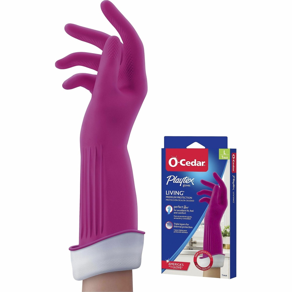O-Cedar Playtex Living Gloves - Chemical, Bacteria Protection - Large Size - Latex, Neoprene, Nitrile - 166120 MPN:166120