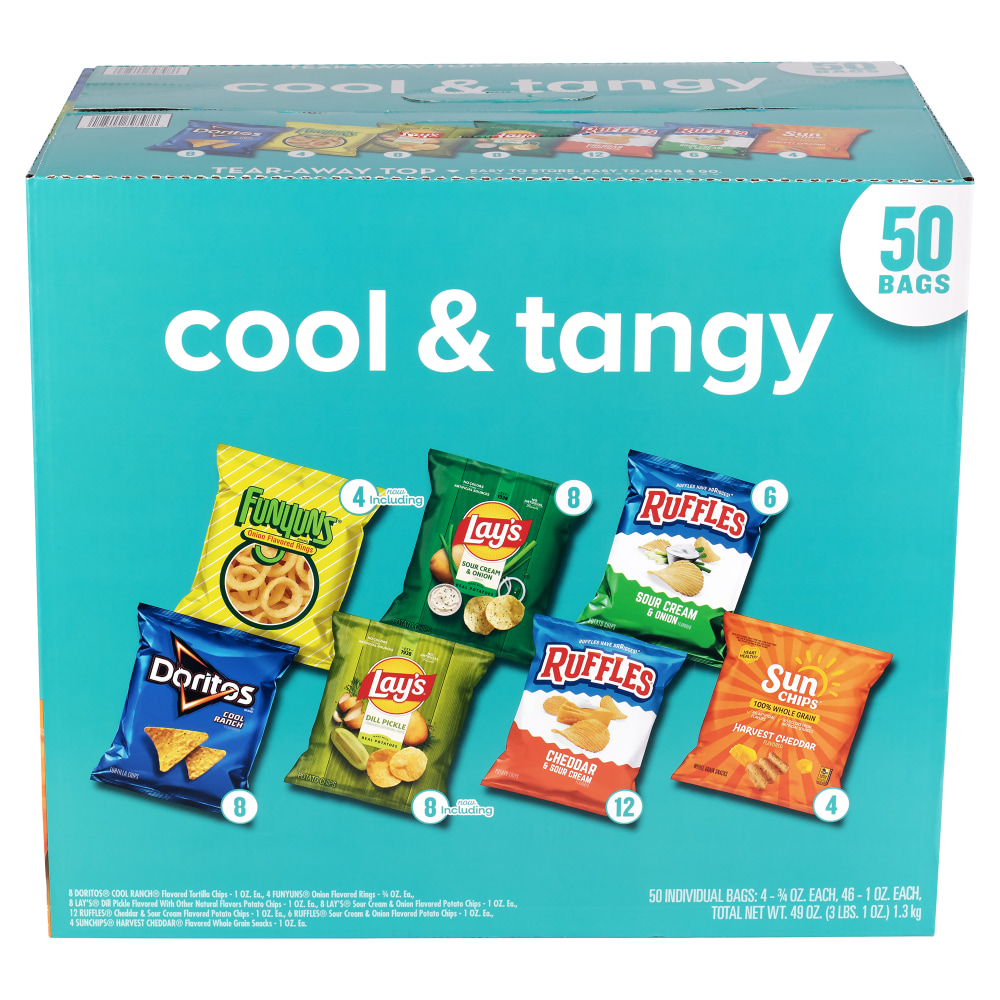 Frito-Lay Cool And Tangy Mix Variety Pack, 1 Oz, Total Qty 50 MPN:028400669979