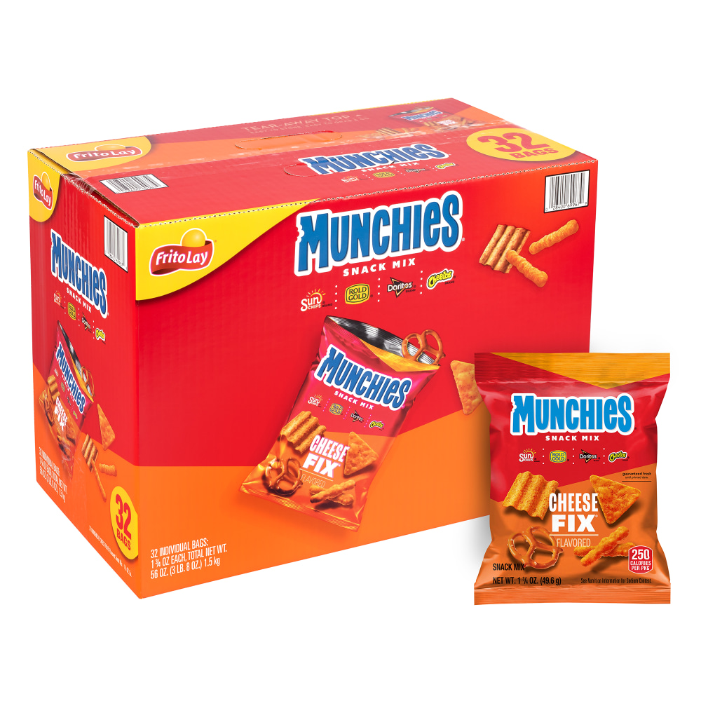 Munchies Cheese Fix Snack Mix Bags, 1.75 Oz, Pack Of 32 Bags MPN:028400699679
