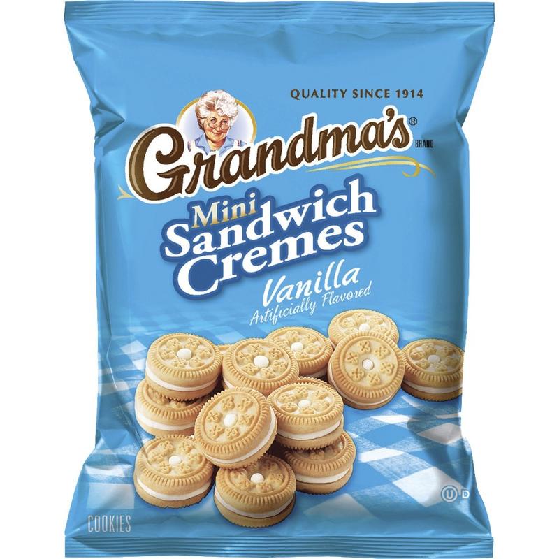 Quaker Oats Grandmas Vanilla Mini Cookie Cremes - Vanilla - 2.12 oz - 60 / Carton MPN:45096