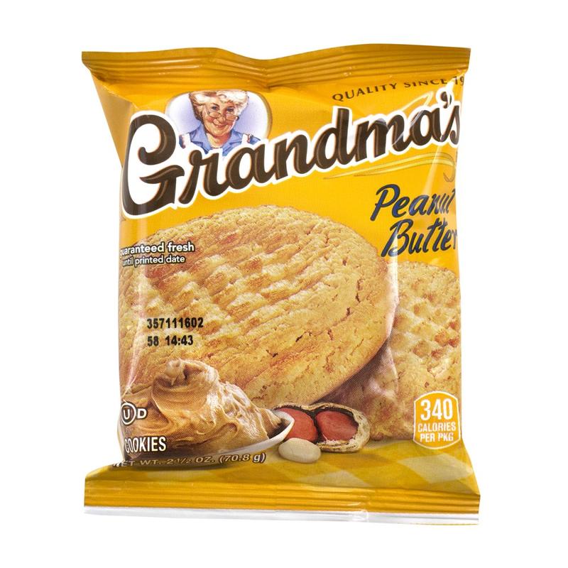 Grandmas Big Cookie Peanut Butter Cookies, 2.5 Oz, 2 Cookies Per Pack. Box of 60 Packs MPN:QKR45091