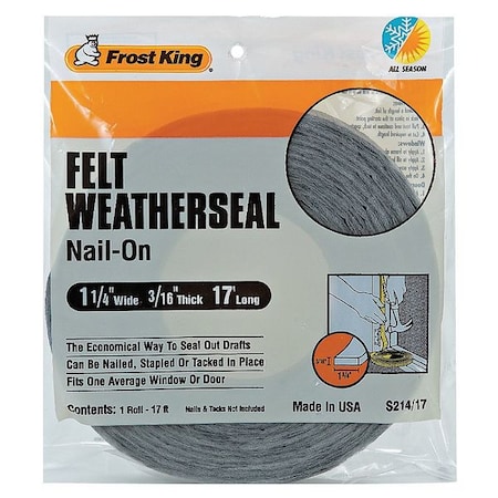 Draft Seal, Felt, Gray, 17 ft L MPN:S214/17H