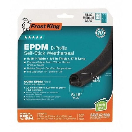 Weatherstrip, D-Shaped, Adjustable Insert, Rubber MPN:V25BK