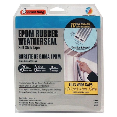 Weatherseal, 10 ft., Gray, EPDM MPN:V27GA