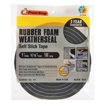 Foam Tape, Black, 3-3/8 yd L, 1 in W MPN:R511H