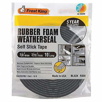 H3681 3/16 ThickRubber Foam Tape 3/8 x10 ft. MPN:R338H