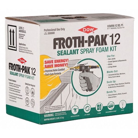 Spray Foam Sealant Kit, 3 lb, Two Cylinders, Cream, Polyurethane Base, 12 MPN:12030014