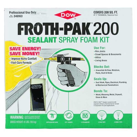 Spray Foam Sealant Kit, 41 lb, Two Cylinders, Cream, Polyurethane Base, 200 MPN:12031949