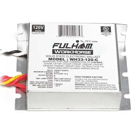 5 to 64 Watts, 1, 2, 3, or 4 Lamps, Electronic Ballast MPN:WH33-120-C