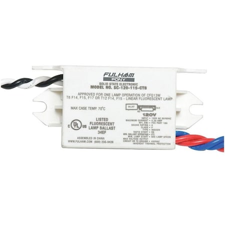 RS Ballast, 120V, 1-Lamp, F14/15/17 MPN:SC-120-115-CT8