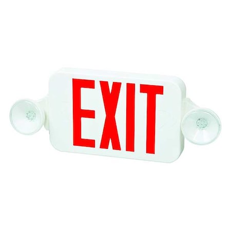 Exit Sign with Emergency Lights, 1 or 2 Faces, LED Lights, Plastic Housing, Ni Cad Backup Battery MPN:FHEC30WR
