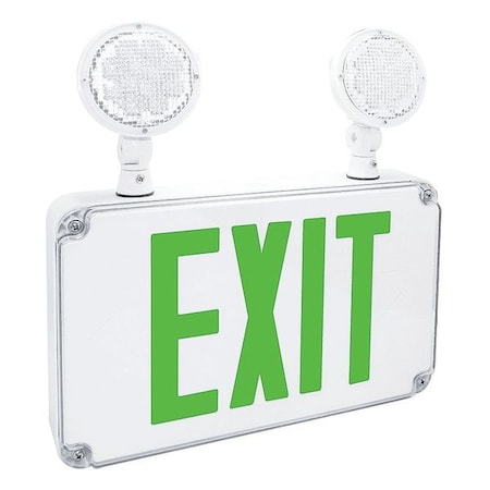 Exit Sign with Emergency Lights, White, 2 Face(s), LED, Wall Mount, Nickel Cadmium MPN:FHEC34G