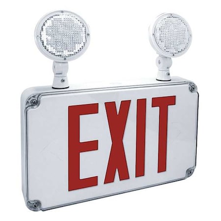 Exit Sign with Emergency Lights, White, 2 Face(s), LED, Wall Mount, Nickel Cadmium MPN:FHEC34R