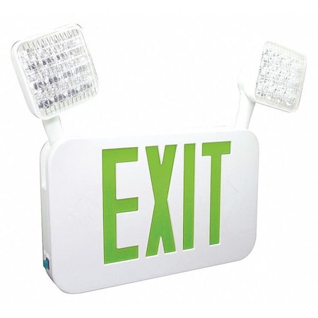 Exit Sign with Emergency Lights, White, 2 Face(s), LED, Wall/Ceiling Mount, Nickel Cadmium MPN:FHEC35G