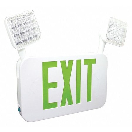 Exit Sign with Emergency Lights, White, 2 Face(s), LED, Wall/Ceiling Mount, Nickel Cadmium MPN:FHEC35GRC