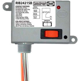 RIB® Enclosed Power Relay RIB2421SB / 20A / SPDT-NO 24VAC / DC / 120VAC / 208-277VAC / Override RIB2421SB