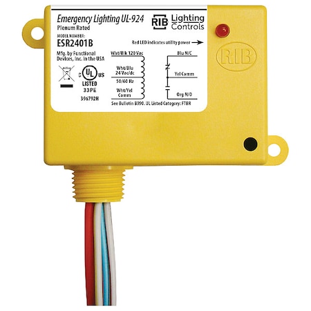 Enclosed Pre-Wired Relay, 20A at 277VAC, SPDT MPN:ESR2401B
