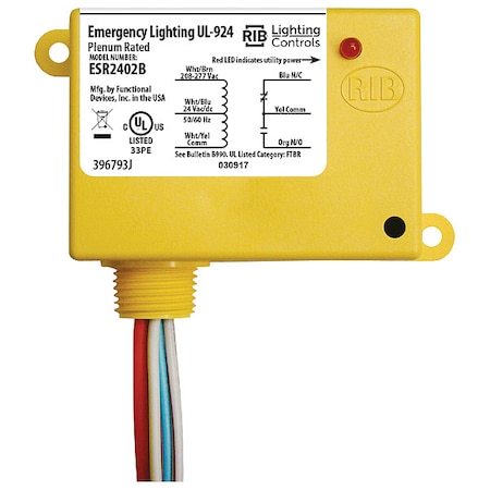 Enclosed Pre-Wired Relay, 20A at 277VAC, SPDT MPN:ESR2402B