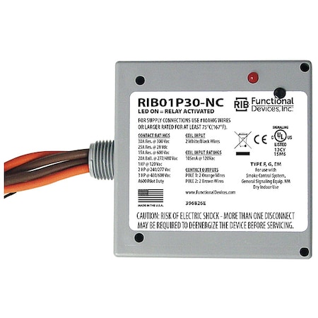 Enclosed Relay, 30A, 120VAC Coil MPN:RIB01P30-NC